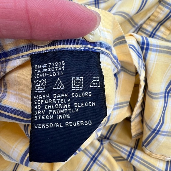 Vintage Y2K Tommy Hilfiger XL Yellow Plaid Shirt Crest Logo Streetwear 90s - Picture 8 of 11